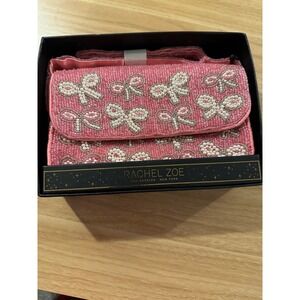 Rachel Zoe Pink Beaded Bows Shoulder Bag Evening Clutch